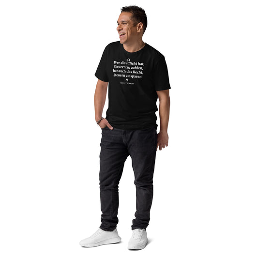 Premium T-Shirt aus Bio-Baumwolle für Herren | "Wer die Pflicht hat, Steuern zu zahlen, hat auch das Recht, Steuern zu sparen"